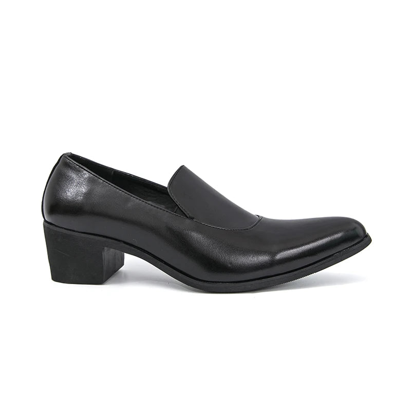 Mens Dress Shoes High Heels 5 Cm Height Luxury Genuine Leather Handmade Wedding Social Formal Shoes Male Oxford Footwear Good Vibrations