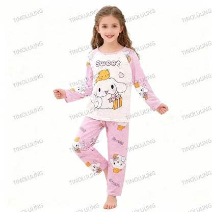 Children's Cartoon Stitch Pajamas Sets Boys Pijamas Girls Mickey Hello Kitty Sleepwear Comfortable Long Sleeve Nightwear Pjs Good Vibrations