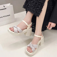 Ladies High Heels Sandals Wedding Party Women's Summer Shoes Open-toe Elegant Women's Fashion Causal Platform Sandals Cross-tied Good Vibrations