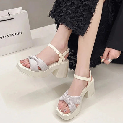 Ladies High Heels Sandals Wedding Party Women's Summer Shoes Open-toe Elegant Women's Fashion Causal Platform Sandals Cross-tied Good Vibrations