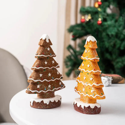 Festive Resin Gingerbread Christmas Tree Figurine, Holiday Tabletop Centerpiece Decor for Home Christmas Atmosphere Good Vibrations