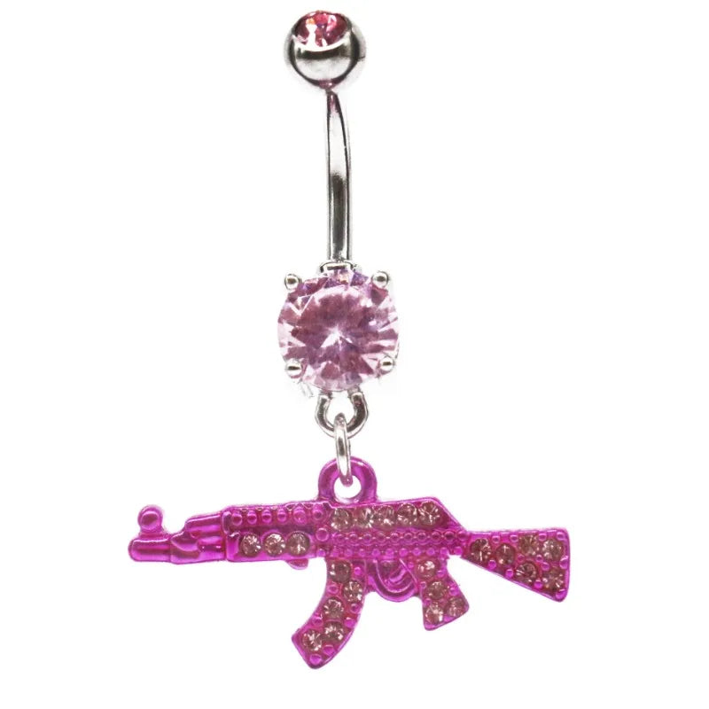 Belly Button rings Gun Dangle navel Ring clear Gem belly button Ring Body piercing Jewelry belly piercing for women Good Vibrations Adult Super Store