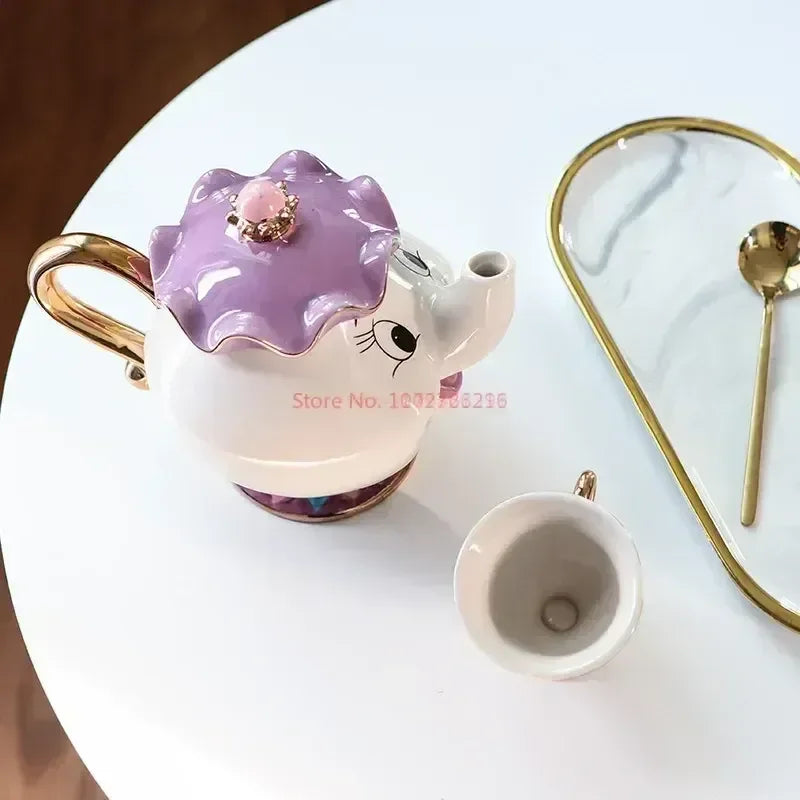 Disney Teapot Cute Cartoon Beauty And The Beast Coffee Pots Mug Mrs Potts Chip Cup Tea Cup Pots One Tea Set Droshipping Desk Gif Good Vibrations Adult Super Store