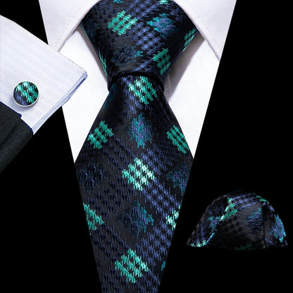 Mens Tie Ivory Red Green Blue Pink Geometric Solid Ties Hanky Cufflinks Set Necktie Formal Wedding Dinner Party Good Vibrations