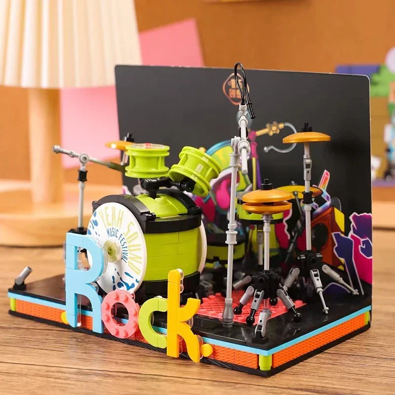 TOYLINX  Musical Instrument Building Block Toy Set Electronic Drum Electronic Organ Construction Toy Gift for Children Good Vibrations