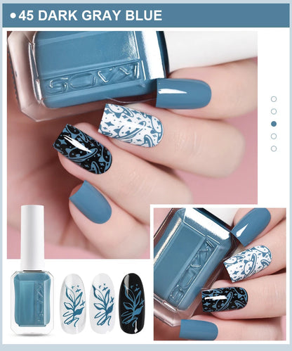 KADS 24 Colors Stamping Nail Polish Black White Gold Silver Nail Art Printing Varnish for Stamp Plate Nail Polish Lacquers Good Vibrations