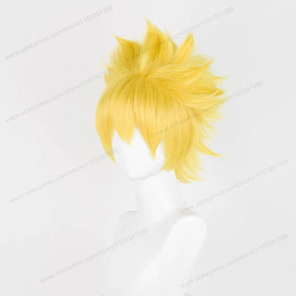 Anime Uzumaki Cosplay Wigs 30cm Short Golden Yellow Hair Heat Resistant Synthetic Wigs Good Vibrations