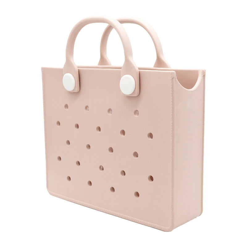 The orange guy Purple Women Fashion New EVA Punched Handbag Casual Waterproof Travel Tote Bag Fit Charms Outdoor Beach Bags Good Vibrations