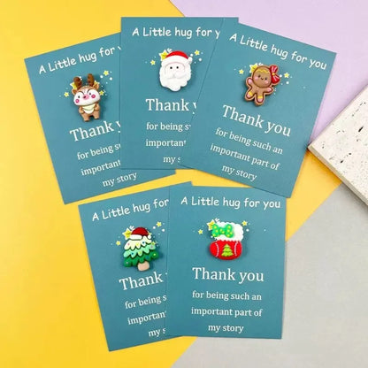 10pcs Mini Hug Cards with Resin Decorations Christmas Birthday Valentine Greeting Thank You Cards Bulk Gifts for Friends Family Good Vibrations