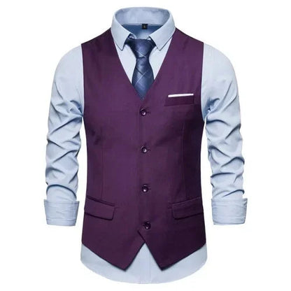 Blue Suit Vest, Men's Business Sleeveless Vests Jacket, Asian size S-6XL, Wedding Party Waistcoat, Red Purple Black Gray Good Vibrations