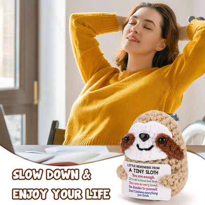 Inspirational Birthday Gifts for Women, Small Reminders of Emotional Positivity and Support, Shark, Penguin, Duck, Fun and Cute Knitted Sloth, Suitable for Her, Him, College Friends, Colleagues, Christmas Stocking Stuffers Good Vibrations