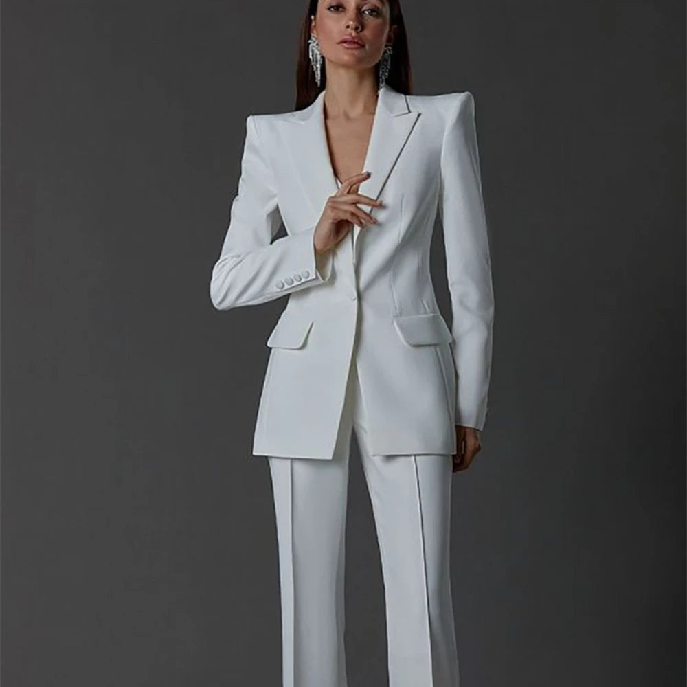 Vintage Women Wedding Suits Set 2 Pcs Blazer+Pants Formal Pantsuit Business Office Slim Fit  Peaky Blinders Takım Elbise Good Vibrations