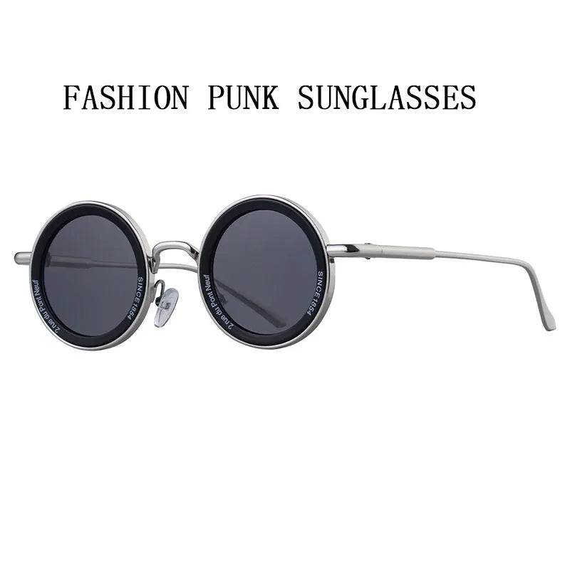 2025 Steampunk Sunglasses For Men Fashion Round Punk Sunglasses Vacation Oculos Outdoor Glasses Vintage Designer Trending Lentes Good Vibrations