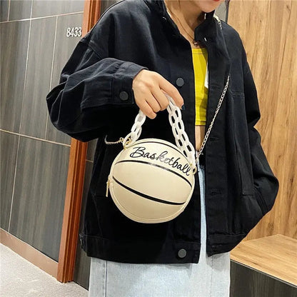 2025 Crossbody Bag New Network Red Personality Fun Pink Ins Versatile Chain Football Basketball Shoulder Bag Small Round Bag Good Vibrations