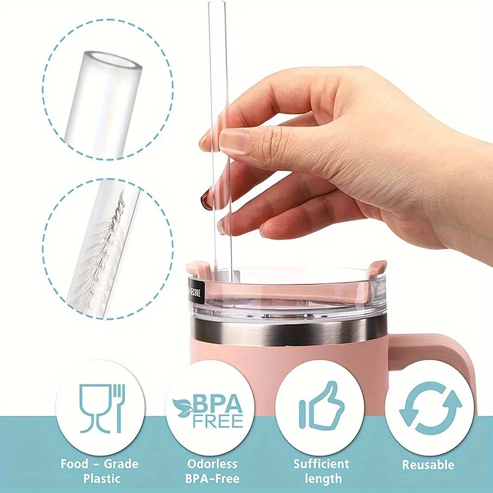 9pcs Accessories for Stanley 40oz Tumbler Cup Spill Proof Stopper 10mm Straw Cover Cap Silicone Boot Charm Chain Straw and Brush Good Vibrations Adult Super Store