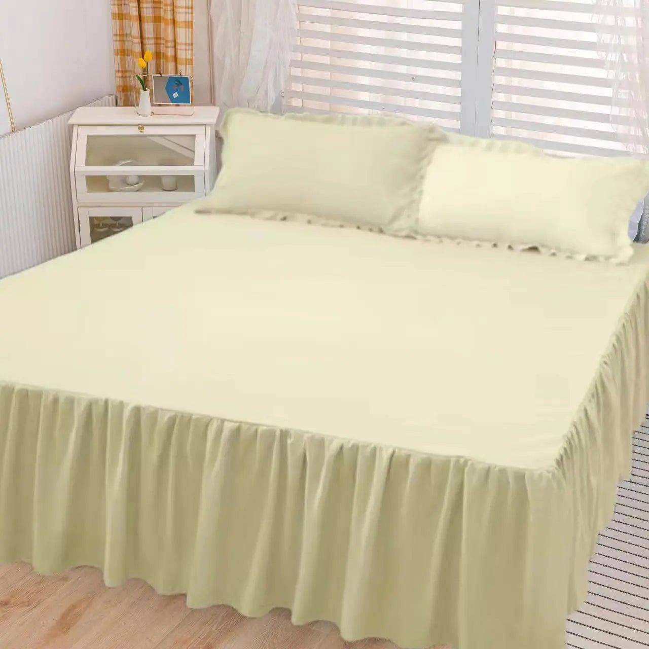 Bed Sheets Solid Plain Nordic Style Bedroom Washed Flat Breathable Adults Comfortable Simple Queen Size Home Bed-protect Soft Good Vibrations