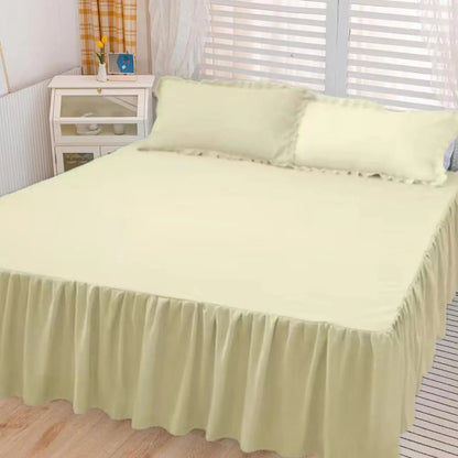 Bed Sheets Solid Plain Nordic Style Bedroom Washed Flat Breathable Adults Comfortable Simple Queen Size Home Bed-protect Soft Good Vibrations