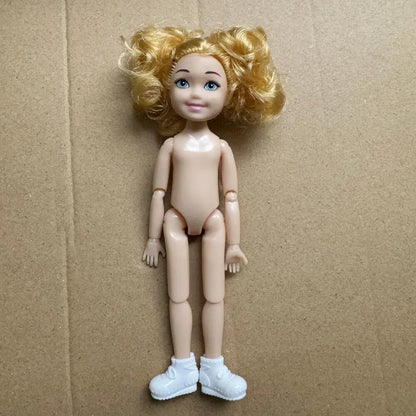 14cm Little Kelly Joints Movable 5-inch Boys Girls Dark Ordinary Skin Naked Body Reborn Bjd 1/12 Toys White Blonde Black Hair Good Vibrations