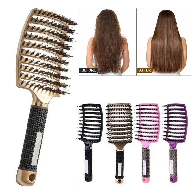 Hair Brush Scalp Massage Comb Hairbrush Boar Bristle Nylon Women Wet Curly Detangle Hair Brush Salon Hairdressing Styling Tool Good Vibrations