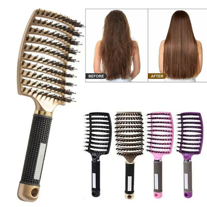 Hair Brush Scalp Massage Comb Hairbrush Boar Bristle Nylon Women Wet Curly Detangle Hair Brush Salon Hairdressing Styling Tool Good Vibrations