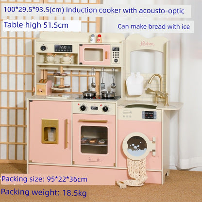 Kids Play House Refrigerator Wooden Children's Early Education Baby Girl Smart Water Wooden Kitchen Toys Suit Good Vibrations