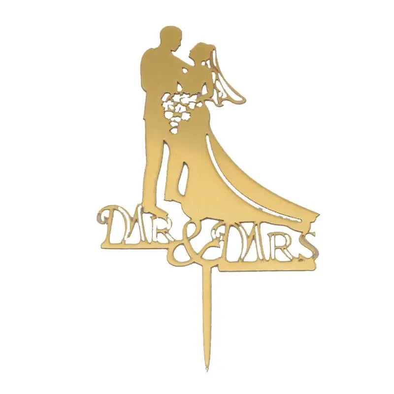 Wedding Cake Topper Bride Groom Mr Mrs Wedding Decorations Acrylic Black gold Cake Toppers Mariage Party Supplies Adult Favors Good Vibrations