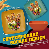 48-piece Kitchen Plastic Wheat Straw Square Dinnerware Set for 12, Unbreakable Dinner Plates, Salad Plates, Snack Bowls, Tumbler Good Vibrations