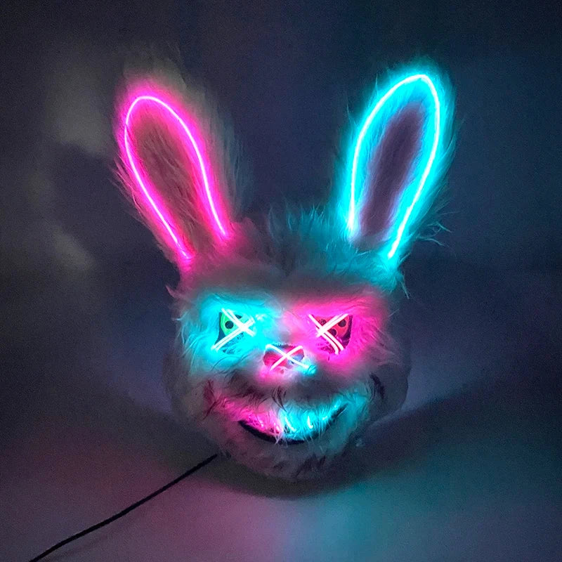 Halloween Carnival Party Costume Decoration Luminous LED Mask Halloween Mask LED Maske Light Up Party Masks for Glow Party Good Vibrations