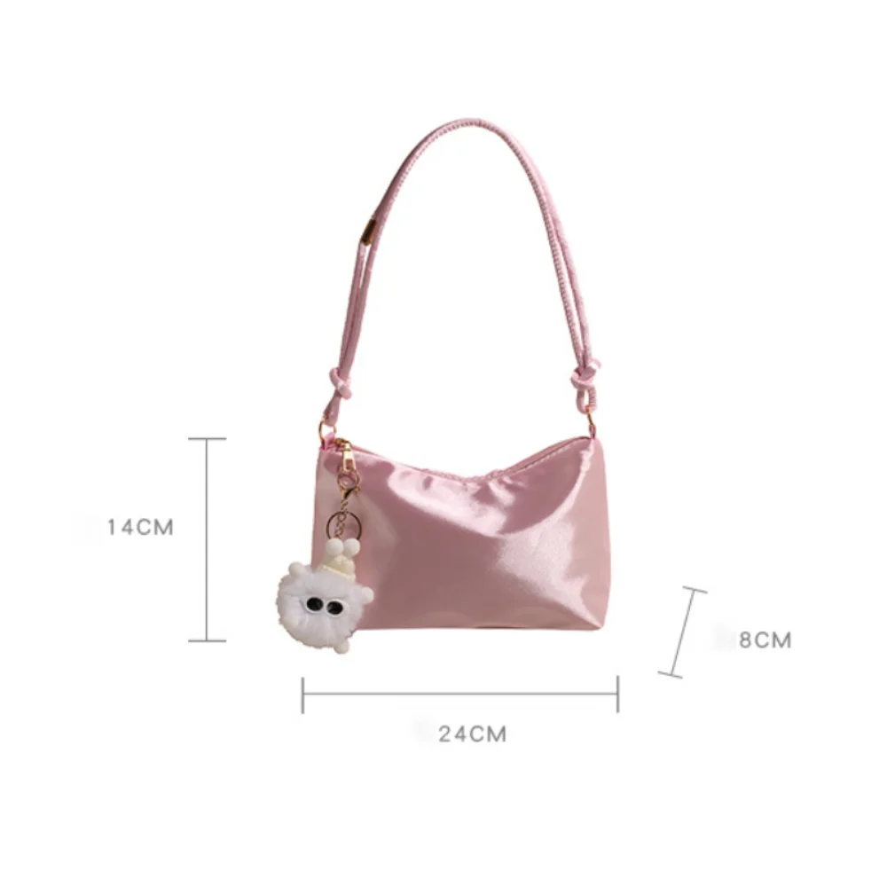 Casual Solid Color Fashion Elegant Shoulder Bag Smooth Cloth Satin Underarm Bag Leisure Shoulder Bag Good Vibrations
