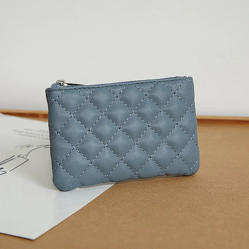 Women Small Coin Purse PU Leather Zipper Wallets Pouch Plaid Print Change Purses Business Card Holder Ladies Mini Coin Bag Good Vibrations