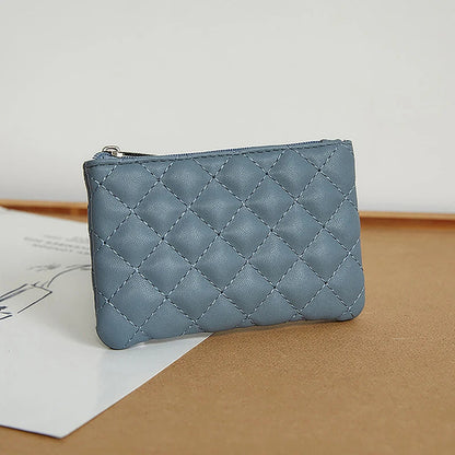 Women Small Coin Purse PU Leather Zipper Wallets Pouch Plaid Print Change Purses Business Card Holder Ladies Mini Coin Bag Good Vibrations