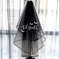 Til Death black short veil Wedding Bachelorette hen Party bridal shower decoration Gothic bride to be Future mrs gift Good Vibrations