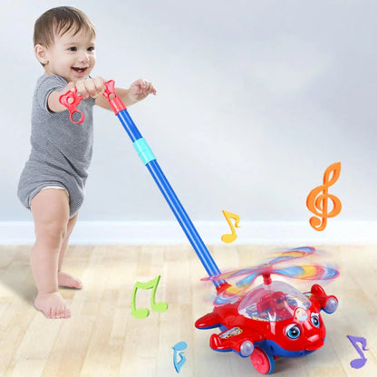 Baby Walker Toy Hand Push Toddler Toy Plane Car Toy Push Along Walking Toy for Kids Children Boys Girls Outdoor Good Vibrations