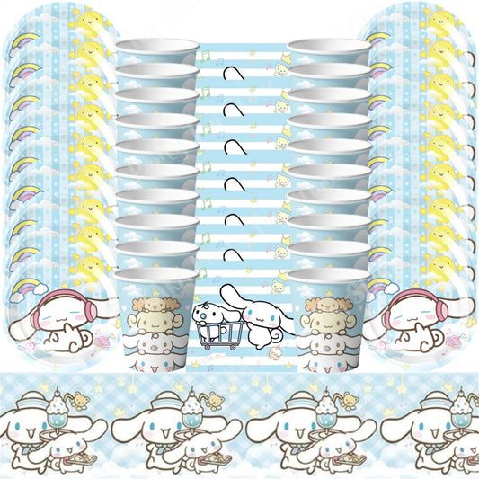 Cinnamoroll Birthday Decorations Paper Disposable Tableware Set Cup Plate Napkin Tablecloth Baby Shower Kid Event Party Supplies Good Vibrations