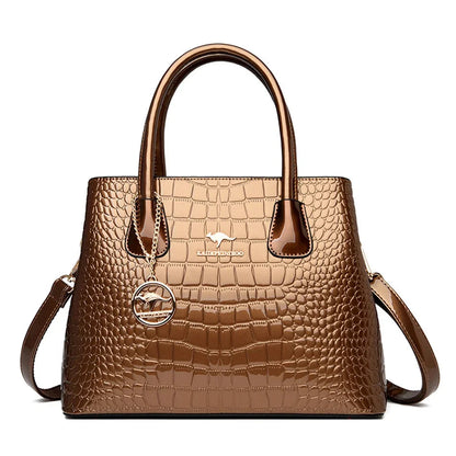 Luxury Patent Leather Crossbody Bags Women Crocodile Pattern Sac 2024 Large Capacity Ladies Shoulder Tote Bags Designer Purse Good Vibrations