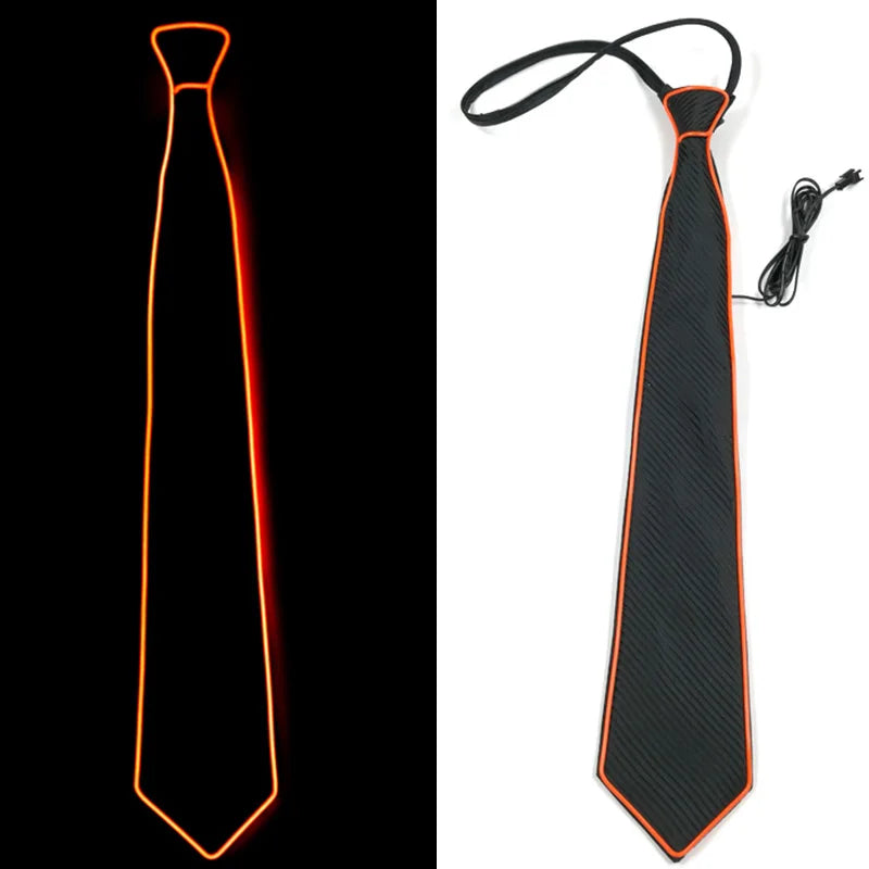 Flashing Neon Light LED Tie Halloween Christmas Dance Supplies Wedding Performance Decoration Luminous EL Wire Necktie Good Vibrations