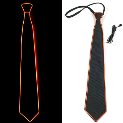 Flashing Neon Light LED Tie Halloween Christmas Dance Supplies Wedding Performance Decoration Luminous EL Wire Necktie Good Vibrations