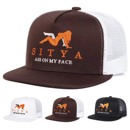 Unisex SITYA Letter Embroidery Hip-hop Net Hats Spring Summer Adjustable Casual Snapback Baseball Caps Outdoor Sunscreen Hat Good Vibrations