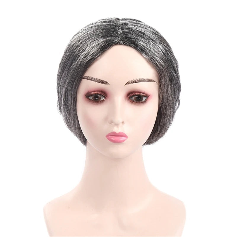 Kids Old Lady Wigs Short Gray Wigs Natural Lookings Halloween Cosplays Party Wigs Granny Costume Grandma Wigs for Girls Good Vibrations