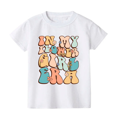 In My Flower Girl Era Toddler Shirt Flower Girl Proposal Bridal Party Kids Short Sleeve Shirts Clothes Wedding Party Gift Good Vibrations