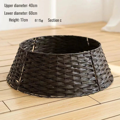 Christmas Tree Skirt Retro Round Basket Xmas Trees Foot Decor Collar for Home Festival Party Background Decoration Gift Good Vibrations