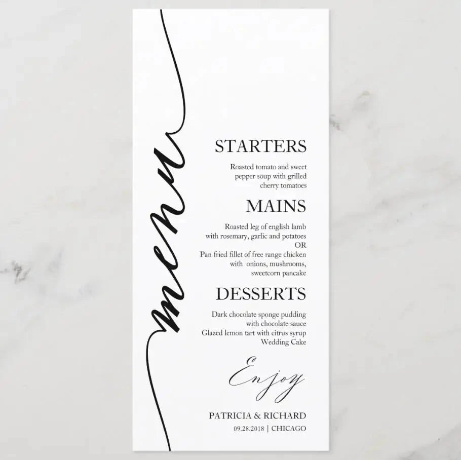 Customizable Wedding Menu, Personalized Wedding Menu, Green leaves and Flowers Menu Cards for Wedding, Custom Wedding Table Menu Good Vibrations