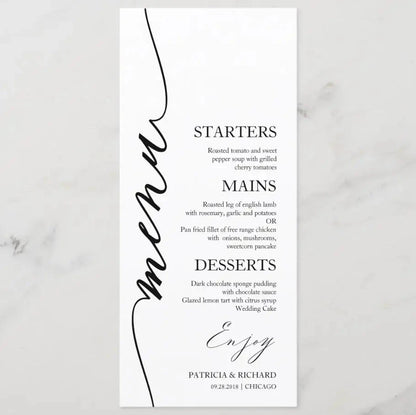 Customizable Wedding Menu, Personalized Wedding Menu, Green leaves and Flowers Menu Cards for Wedding, Custom Wedding Table Menu Good Vibrations