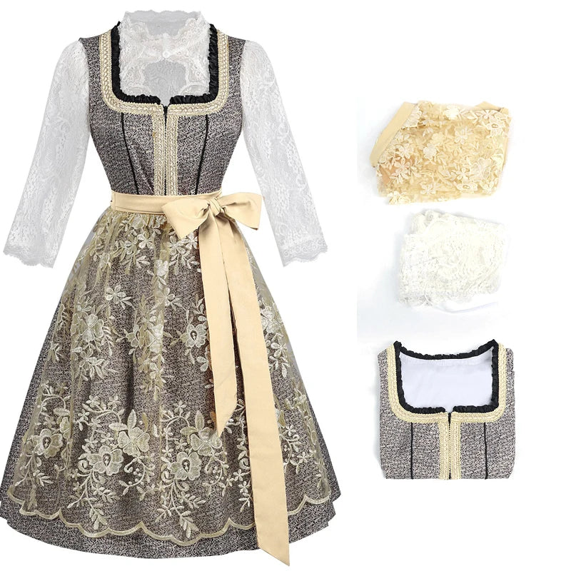 Halloween Carnival Cosplay Costume German Oktoberfest Maid Dress Woman Bavarian Traditional Embroidery Outfits Performance Girl Good Vibrations