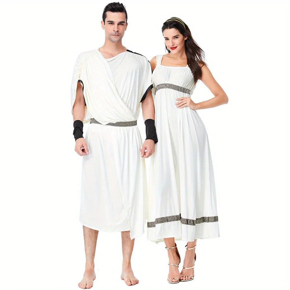 Halloween Cosplay Costume: Medieval - Inspired Arab Roman - Style White Couple Dresses Good Vibrations
