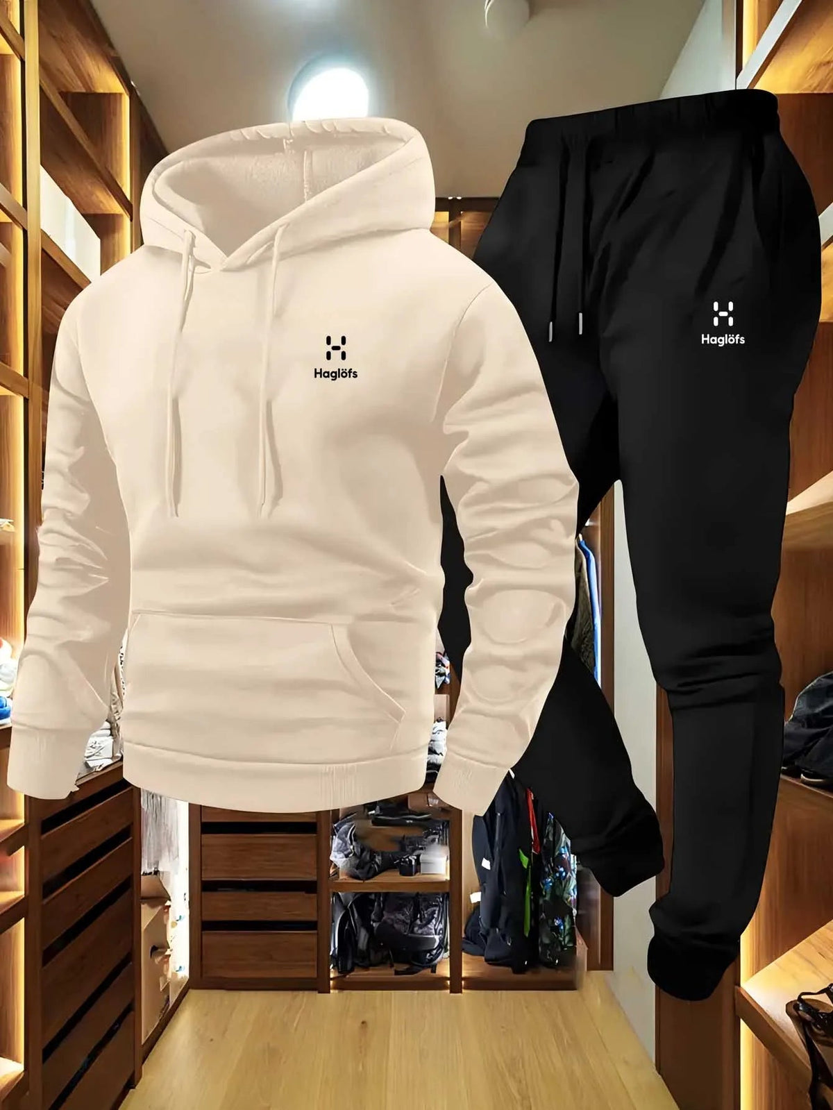 Men'S Autumn and Winter Pattern Casual Two-Piece Set Hoodie Sweatshirt Long Pants Suit with Pockets Regular Fit Outdoor Sports Good Vibrations