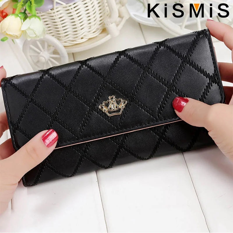 KISMIS Wallets for Women Cute Pink Pocket Womens Wallets Purses Plaid PU Leather Long Wallet Hasp Phone Bag Money Coin Pocket Ca Good Vibrations