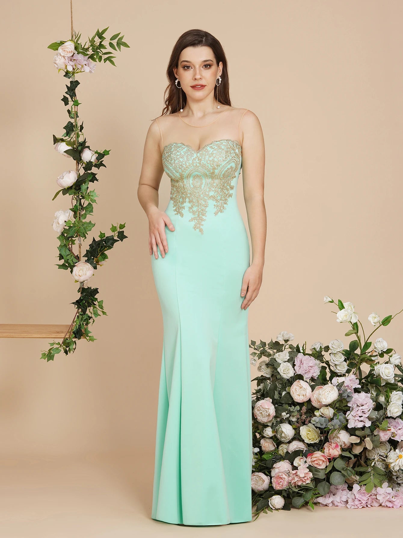 Mint Green Bridesmaid Dresses Mermaid Lace Applique Mesh Neck Backless Evening Formaol Party Prom Gown For Bride Vestido De Gala Good Vibrations