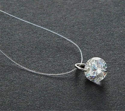 5 Colors Dazzling Zircon Necklace Invisible Transparent Fishing Line Simple Pendant Necklace Jewelry For Women Pearl Jewelry Good Vibrations