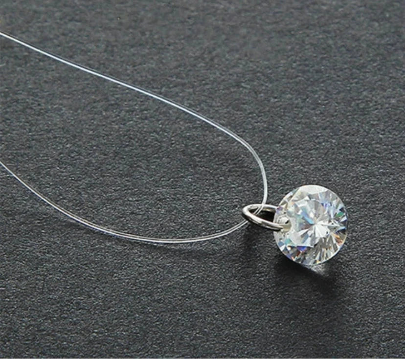 5 Colors Dazzling Zircon Necklace Invisible Transparent Fishing Line Simple Pendant Necklace Jewelry For Women Pearl Jewelry Good Vibrations